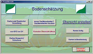 Hauptmenü Verwaltungspogramm Bodenschätzung